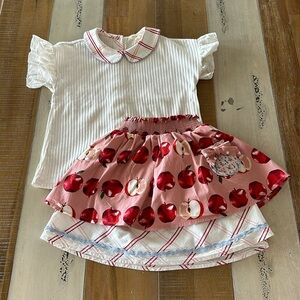 Matilda Jane Heart to Heart Apple Pull-On Skirt + Tee Set
